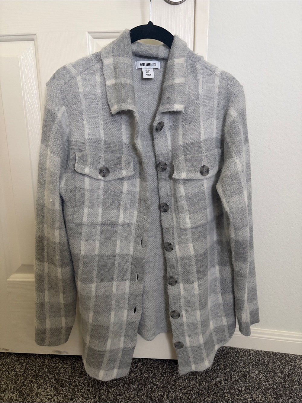 William Rast Gray & White Plaid Lightweight Shacket